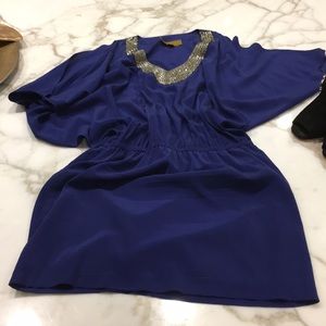 NICOLE MILLER ROYAL BLUE cold shoulder mini dress